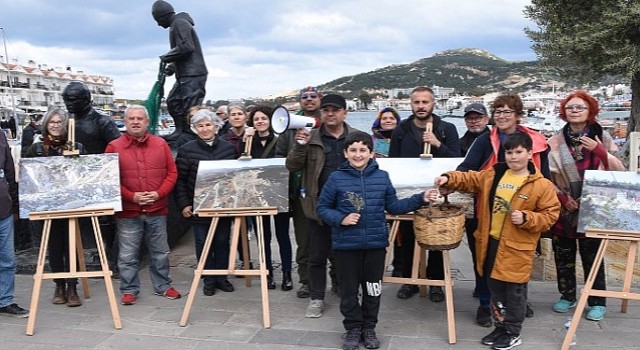 Foça'da Taş Ocağı İstemiyoruz sloganıyla Ocak ayında kurulan Foça&#39;da Doğa ve Tarih Talanına Hayır Platformu tarafından basın açıklaması ve fotoğraf sergisi düzenlendi