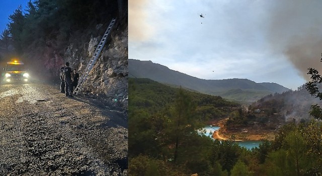 Antalya Büyükşehir ekipleri Alanya'da yangın söndürme çalışmalarına destek veriyor