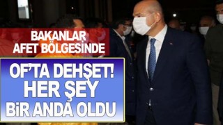 Of'ta heyelan can aldı! İçişleri Bakanı Soylu olay yerinde