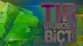 Trabzon'da Tır aracı otomobili biçti