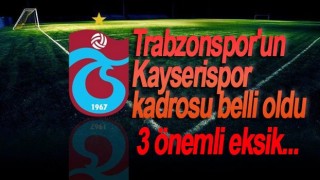 Trabzonspor'un Kayserispor kadrosu belli oldu
