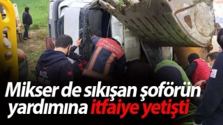 Trabzon'da beton mikseri devrildi