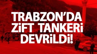Trabzon'da tanker devrildi.