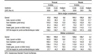 Dış Ticaret Endeksleri, Aralık 2021