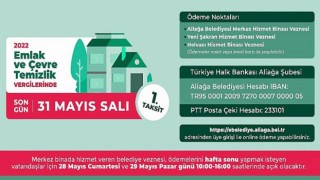 Emlak ve Çevre Temizlik Vergilerine Son Ödeme 31 Mayıs