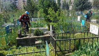 Van Büyükşehir Belediyesi kent genelindeki mezarlıklarda yabani ot temizliği çalışması başlattı.