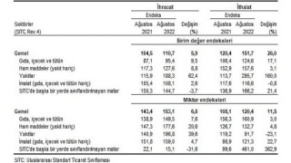 TÜİK İhracat birim değer endeksi yüzde 5,9 arttı