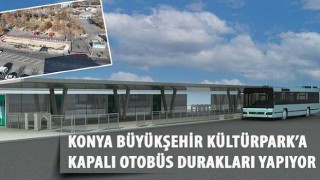 Konya Büyükşehir Kültürpark'a Kapalı Otobüs Durakları Yapıyor