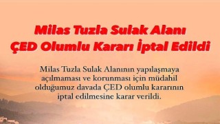 Milas Tuzla Sulak Alanı İçin ÇED Olumlu Kararı İptal Edildi