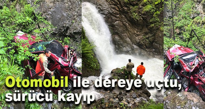 Otomobil ile dereye uçtu, sürücü kayıp