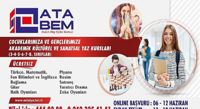 Atabem yaz kurslarına kayıtlar başladı...Antalya