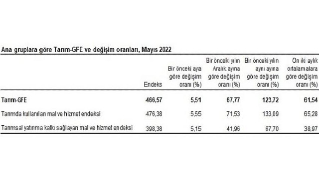 Tarımsal girdi fiyat endeksi (Tarım-GFE) yıllık yüzde 123,72, aylık yüzde 5,51 arttı