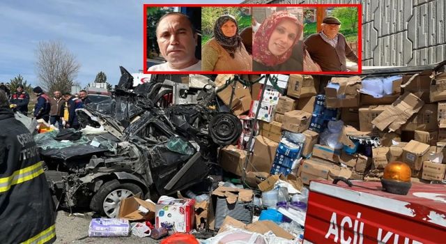 TIR otomobilin üzerine devrildi: Aynı aileden 4 kişi can verdi!