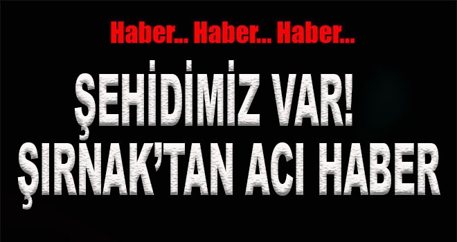 Şehidimiz var! Şırnak'tan acı haber